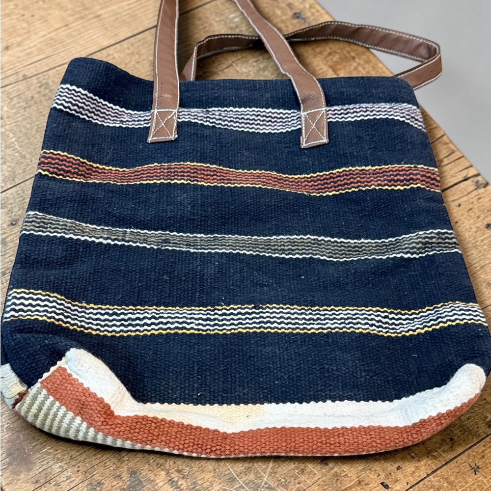Southwestern Woven Tote Bag Boho Aztec Pattern Vintage - Picture 2 of 4